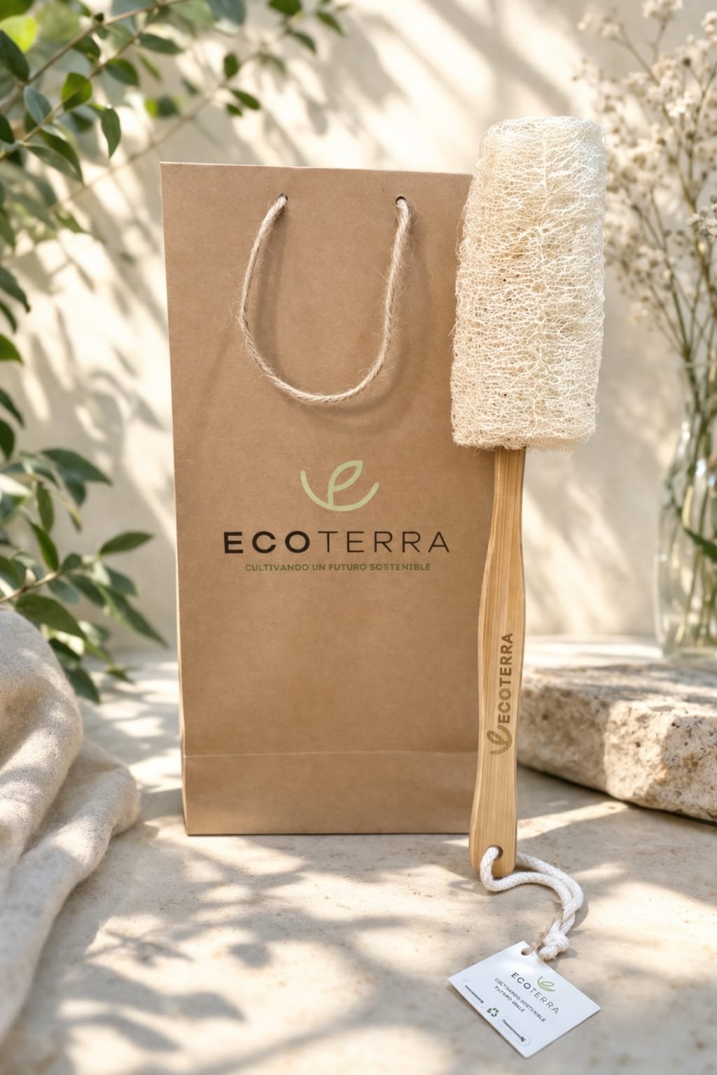 Esponja Natural con mango de Bambú - Imagen 4
